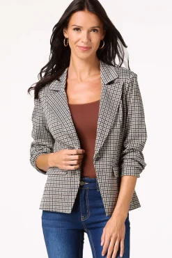 Brown And Black Houndstooth Blazer