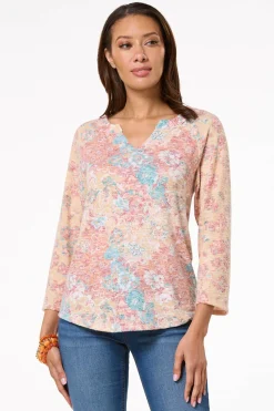 Brushed Floral Baseball Top