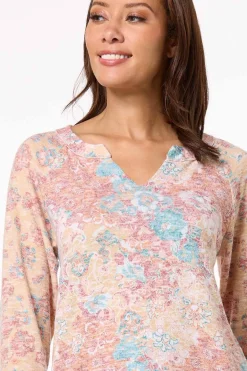 Brushed Floral Baseball Top