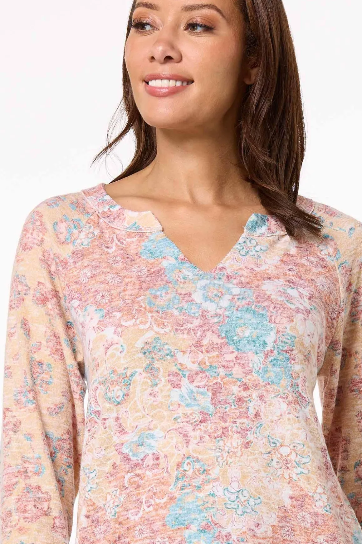 Brushed Floral Baseball Top