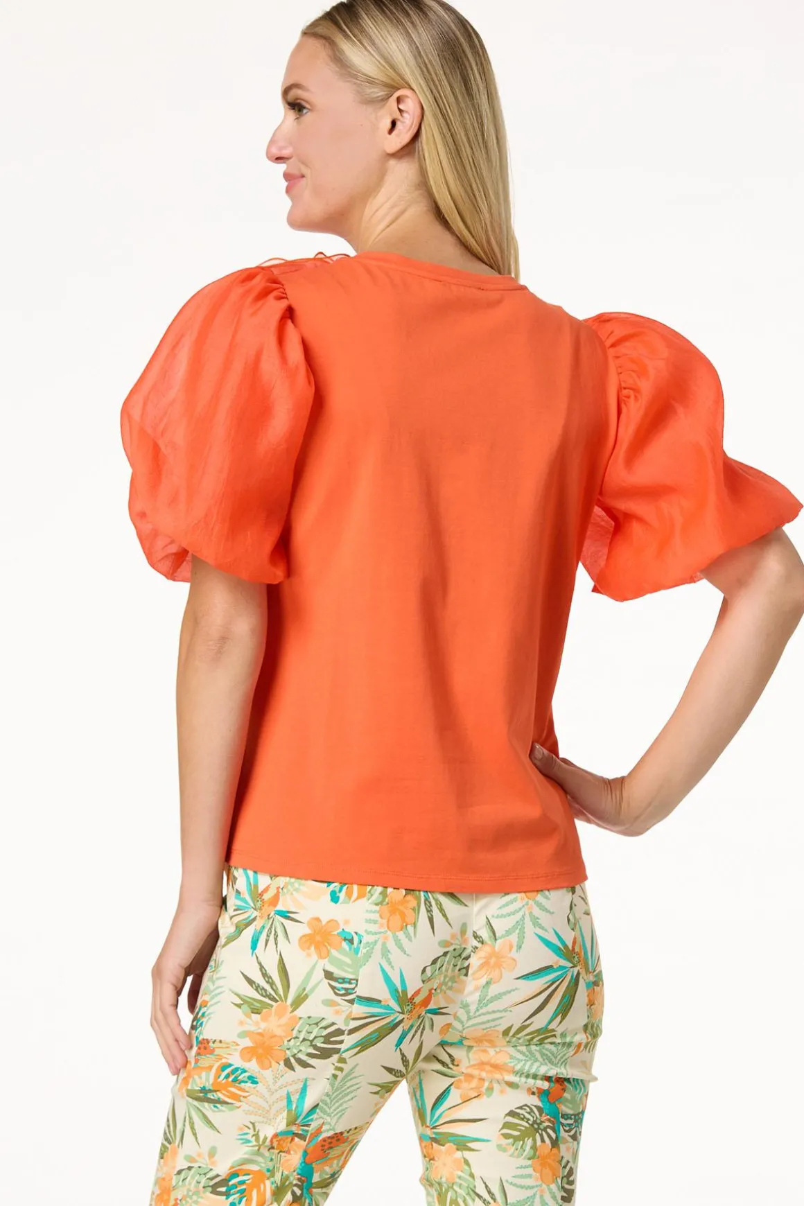 Bubble Sleeve Rosette Top