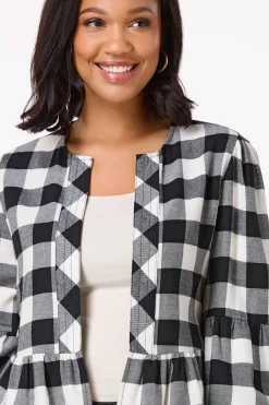 Buffalo Plaid Peplum Cardigan