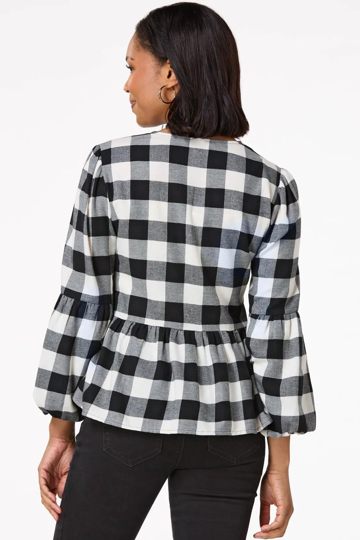 Buffalo Plaid Peplum Cardigan