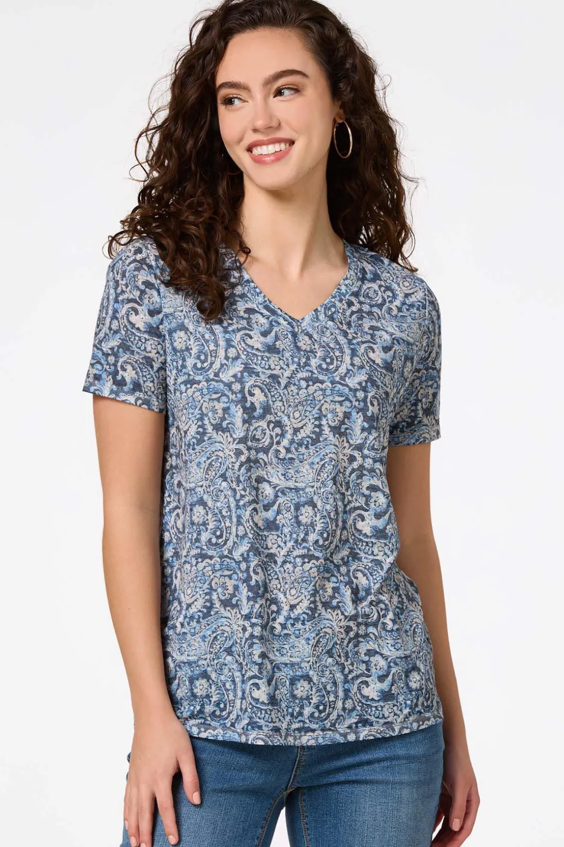 Burnwash Navy Paisley Top