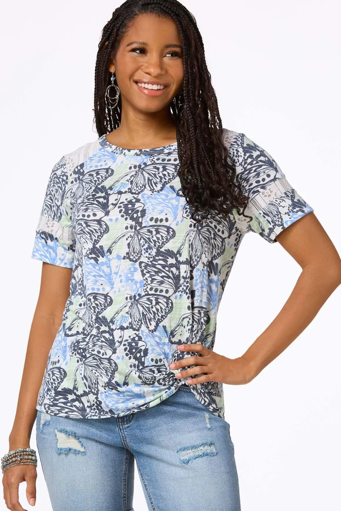 Butterfly Lace Trim Top