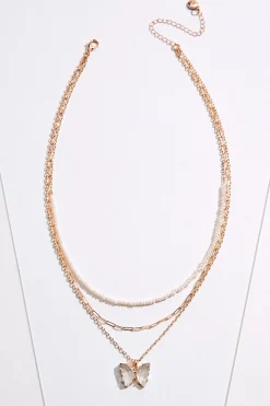 Butterfly Pendant Layered Necklace
