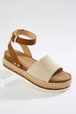 Canvas Band Flatform Wedge Sandals