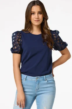 Check Illusion Puff Sleeve Top