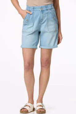 Cinched Light Denim Shorts