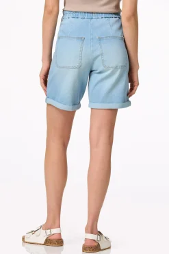 Cinched Light Denim Shorts