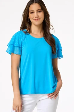 Clip Dot Flutter Sleeve Top