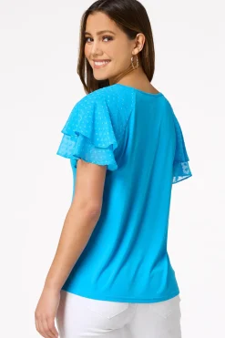 Clip Dot Flutter Sleeve Top