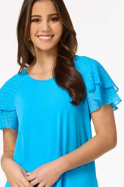 Clip Dot Flutter Sleeve Top