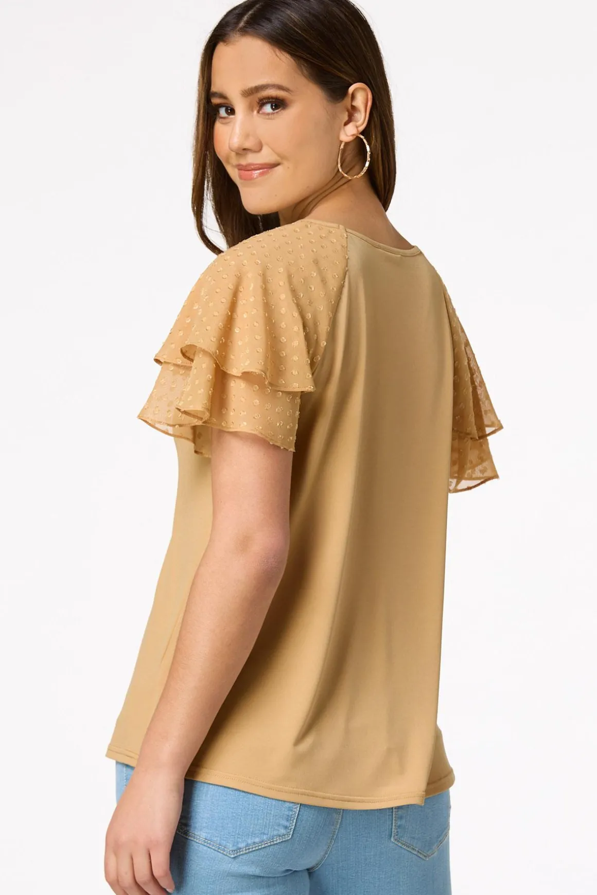 Clip Dot Flutter Sleeve Top
