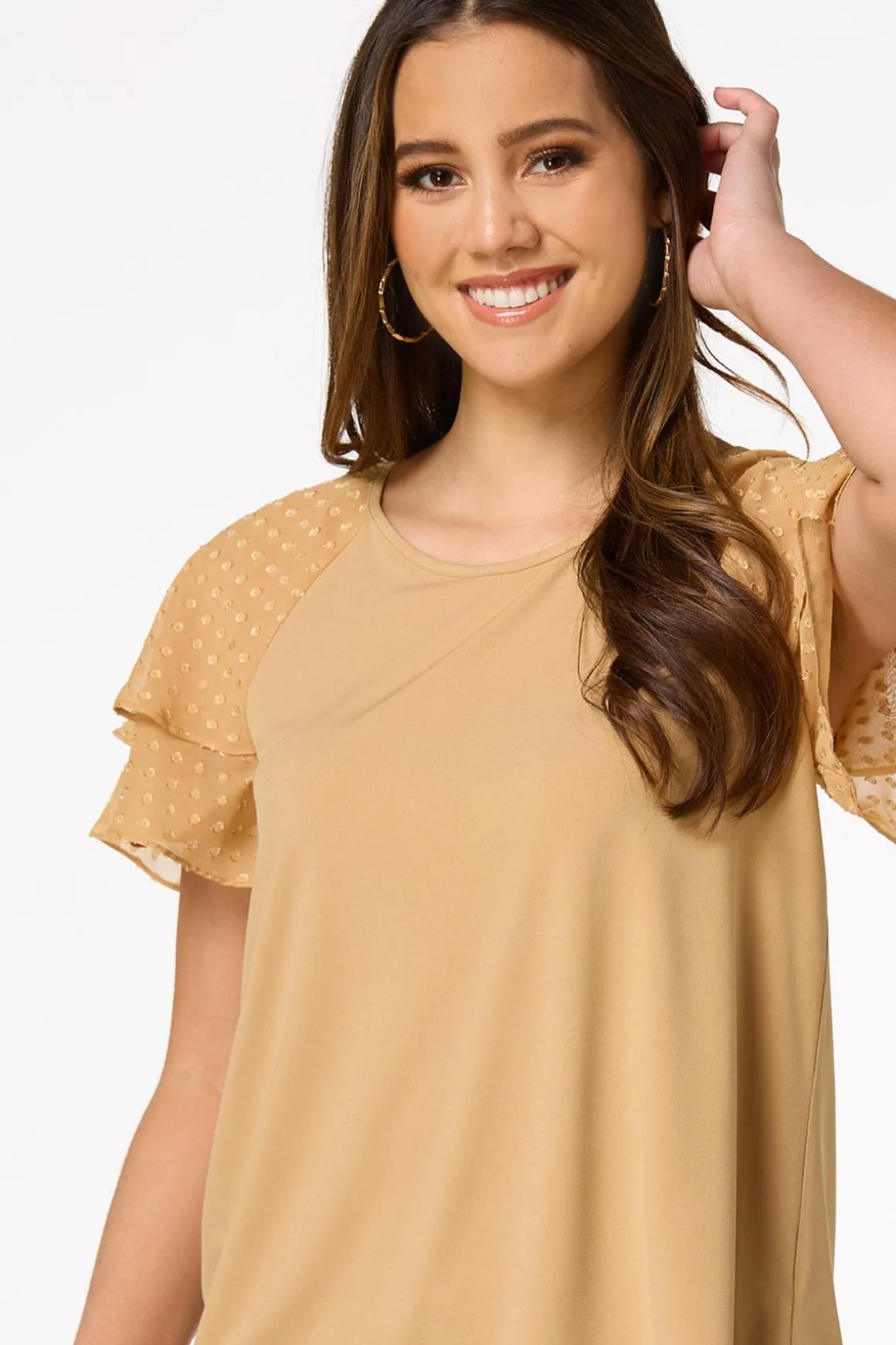 Clip Dot Flutter Sleeve Top