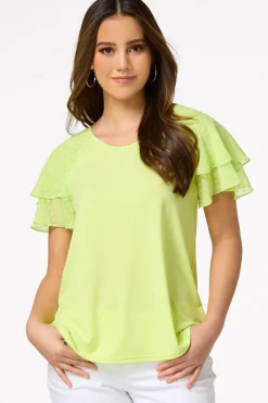 Clip Dot Flutter Sleeve Top