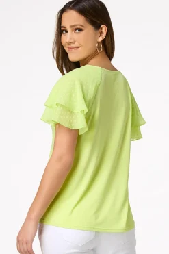 Clip Dot Flutter Sleeve Top