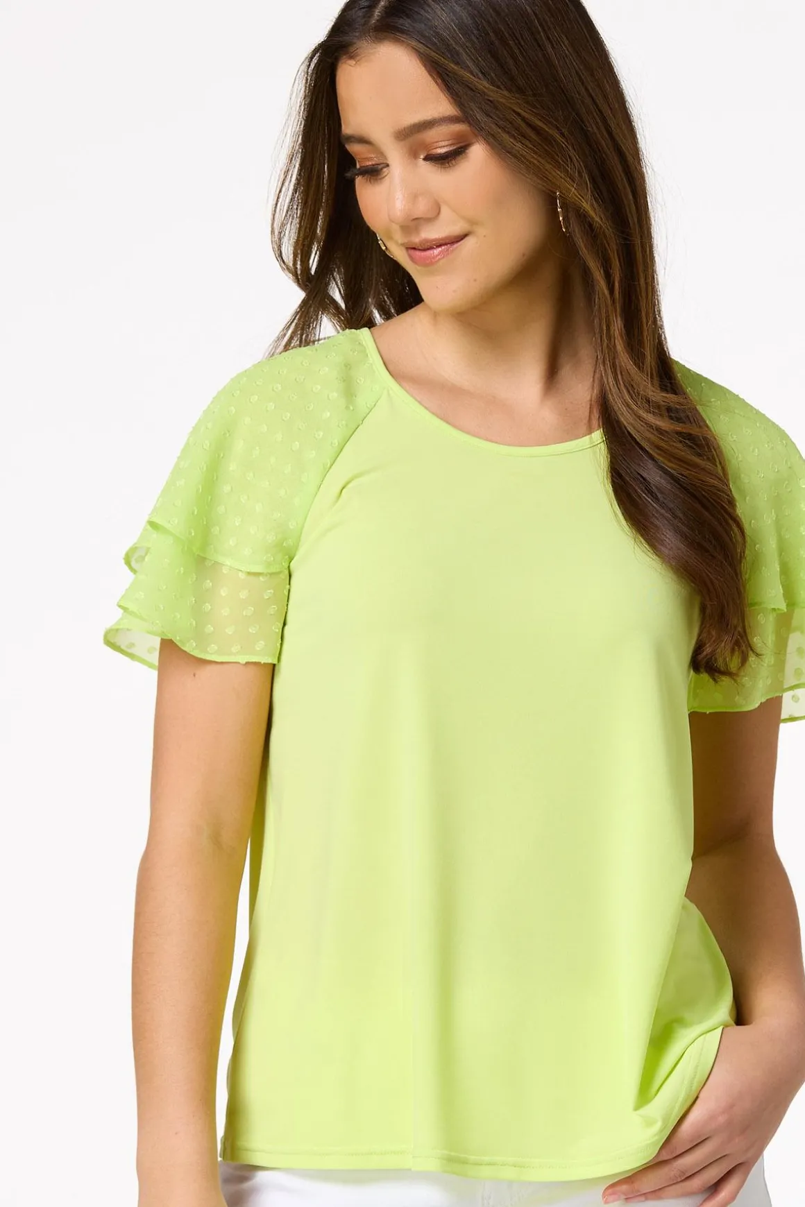 Clip Dot Flutter Sleeve Top