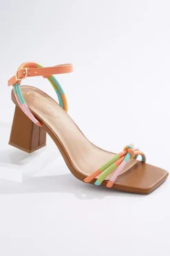 Colorblock Tube Strap Heeled Sandals
