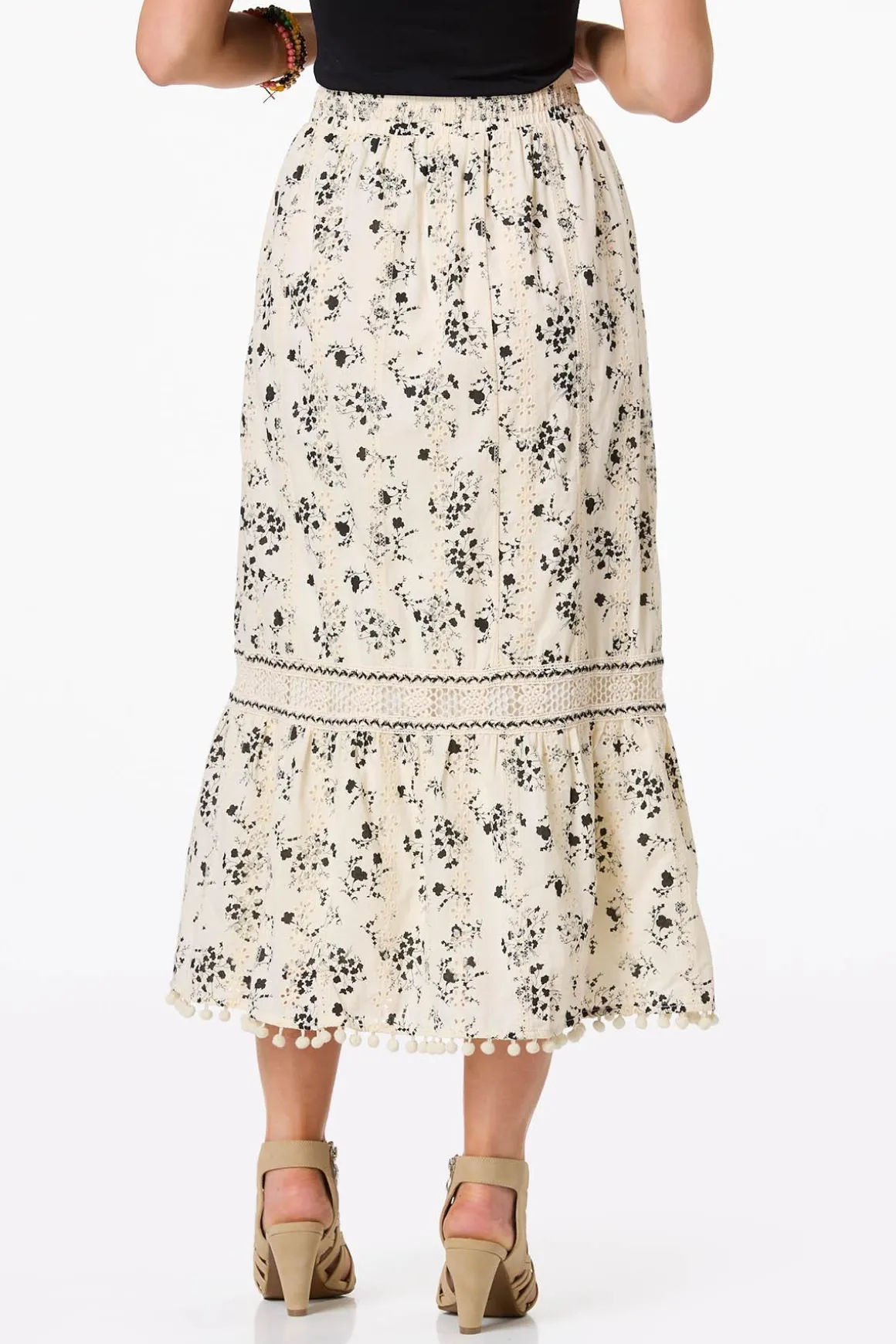 Contrast Floral Eyelet Skirt