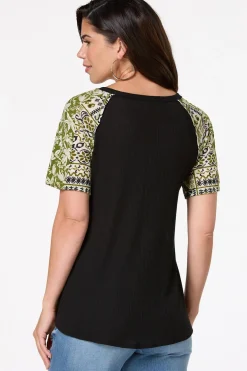 Contrast Floral Sleeve Top