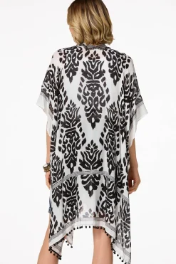 Contrast Print Kimono