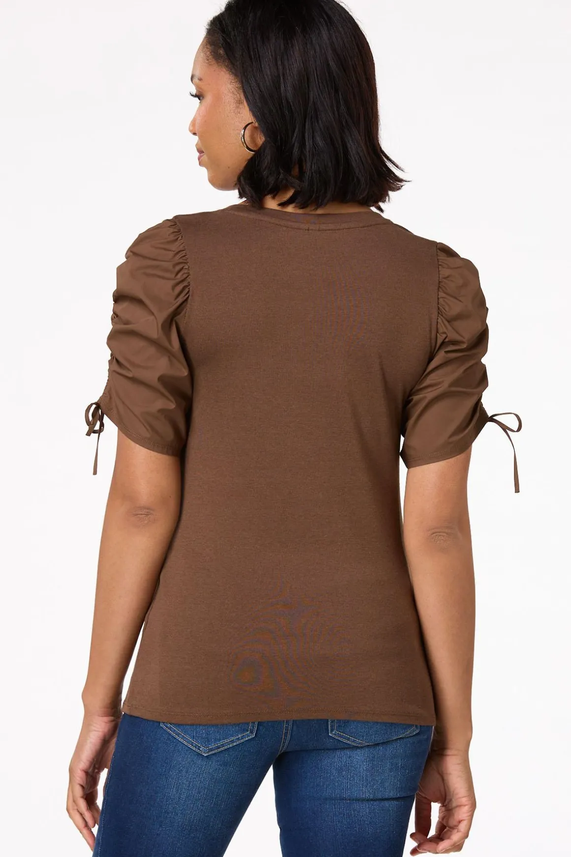 Contrast Ruched Sleeve Top