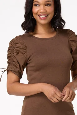 Contrast Ruched Sleeve Top