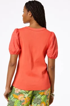 Coral Puff Sleeve Top