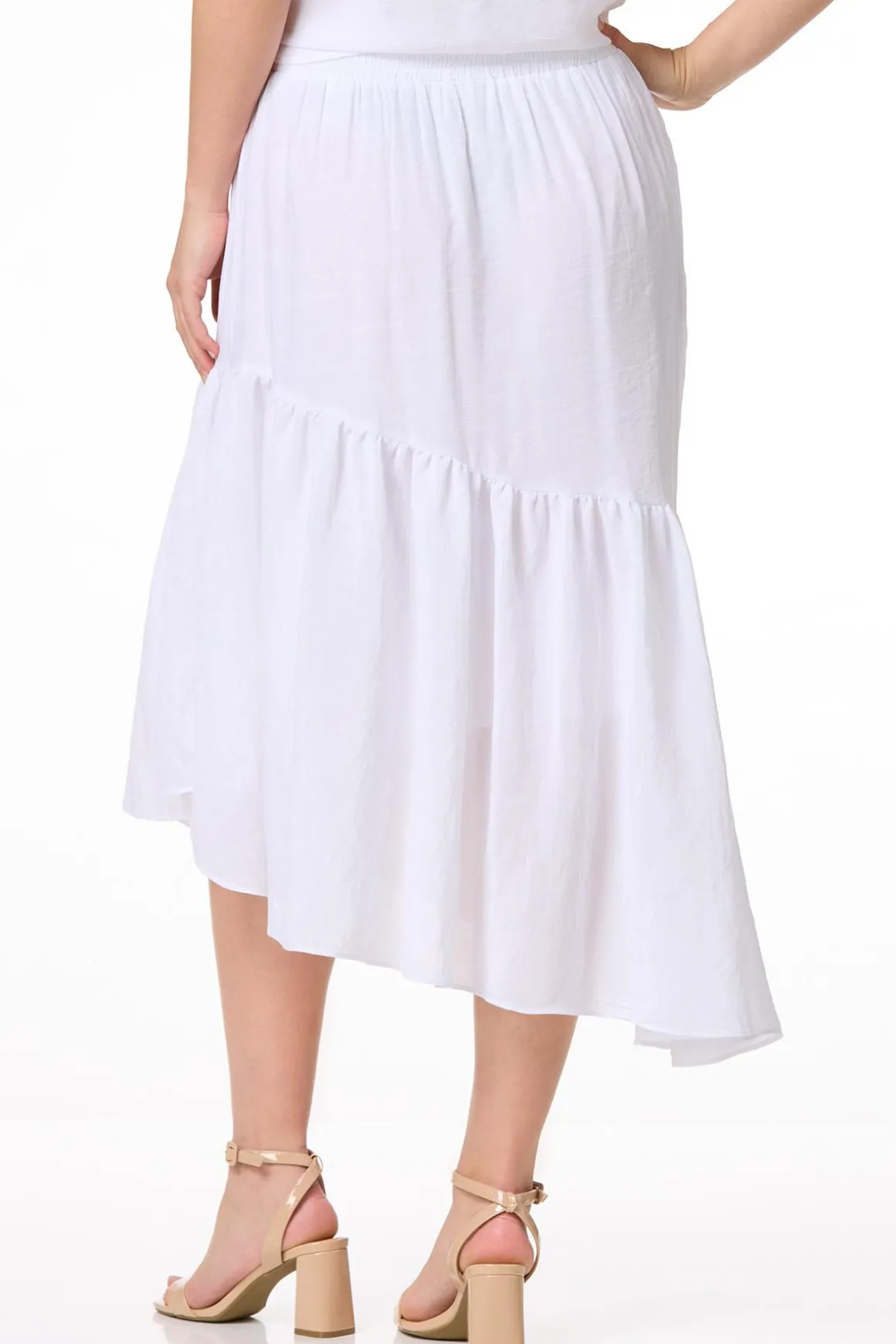 Crepe Asymmetrical Midi Skirt