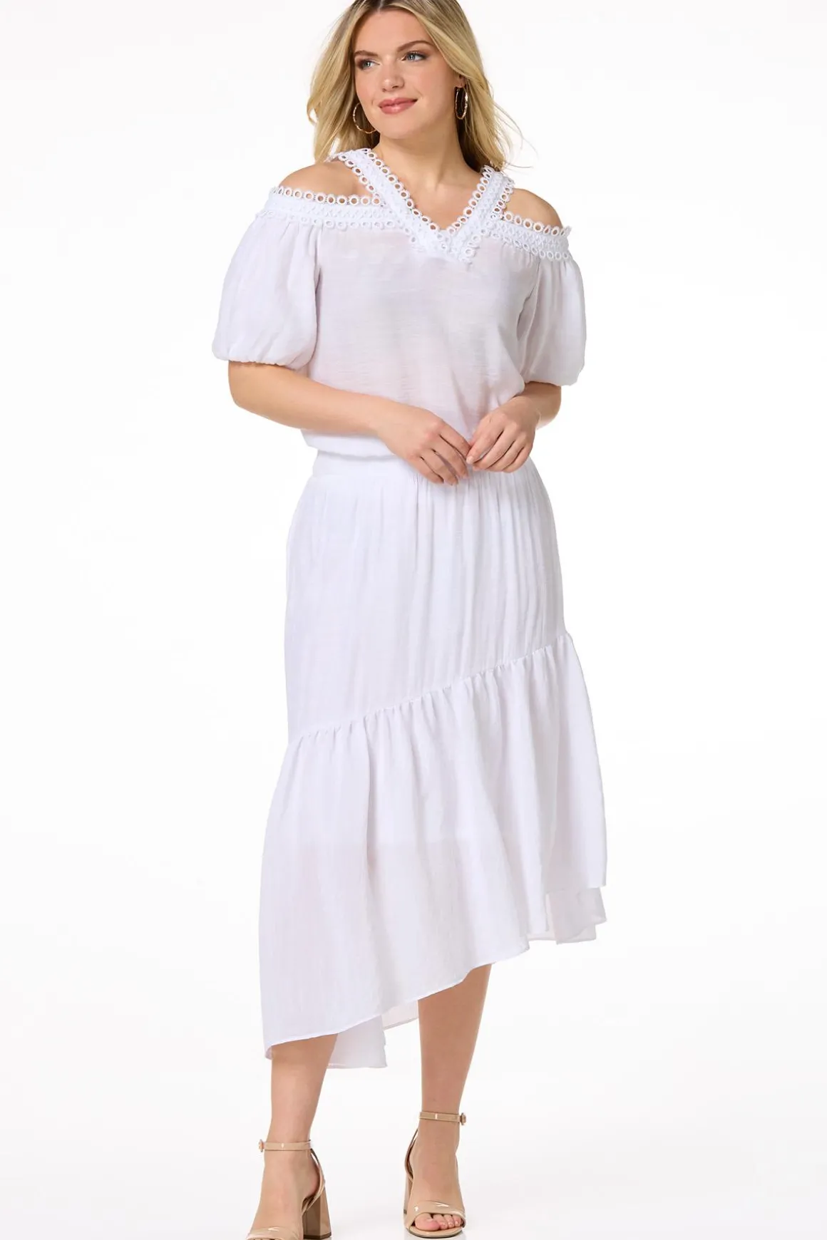 Crepe Asymmetrical Midi Skirt