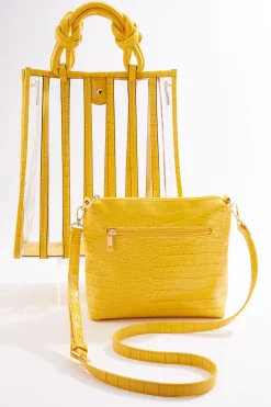 Croc Trim Lucite Tote Set
