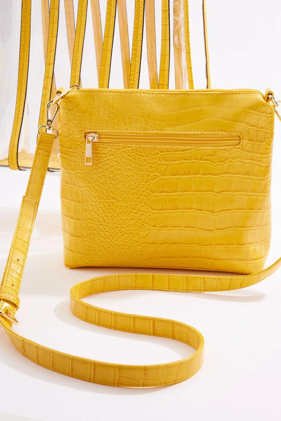 Croc Trim Lucite Tote Set