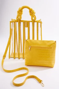 Croc Trim Lucite Tote Set