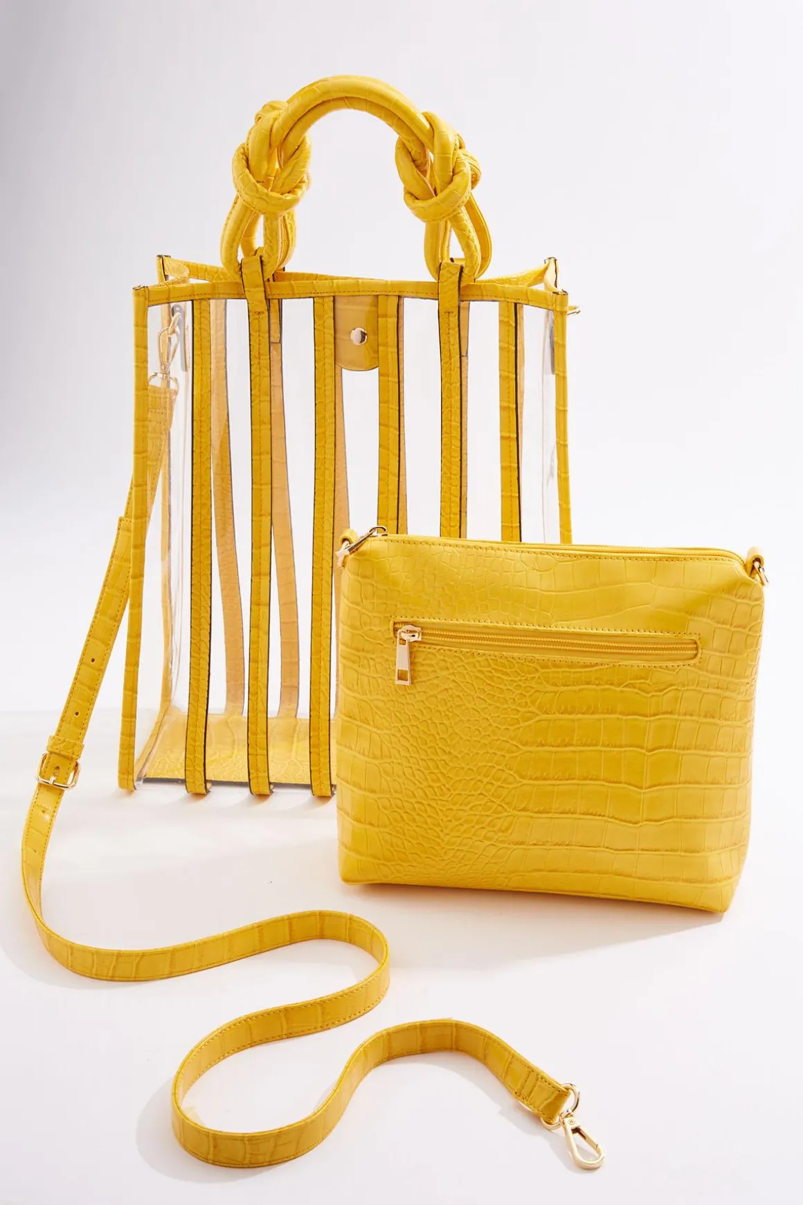 Croc Trim Lucite Tote Set