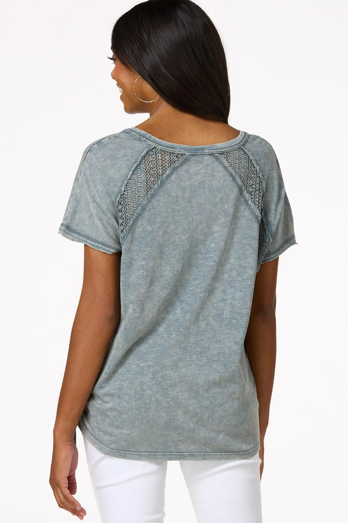 Crochet Panel Drawstring Top