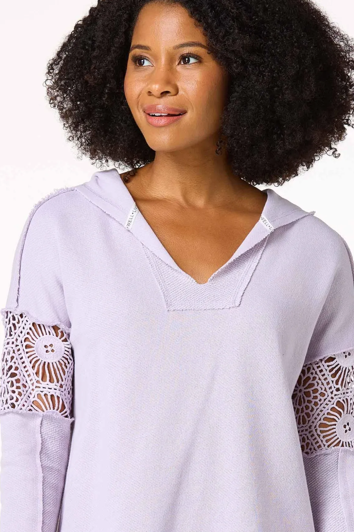 Crochet Trim French Terry Hoodie