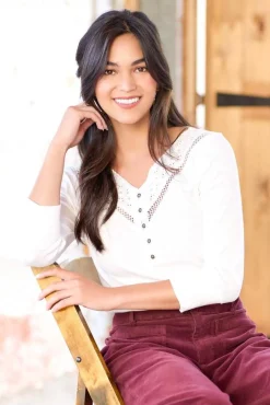Crochet V- Neck Henley