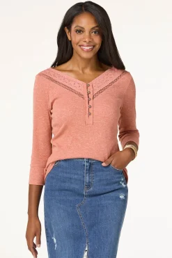 Crochet V- Neck Henley