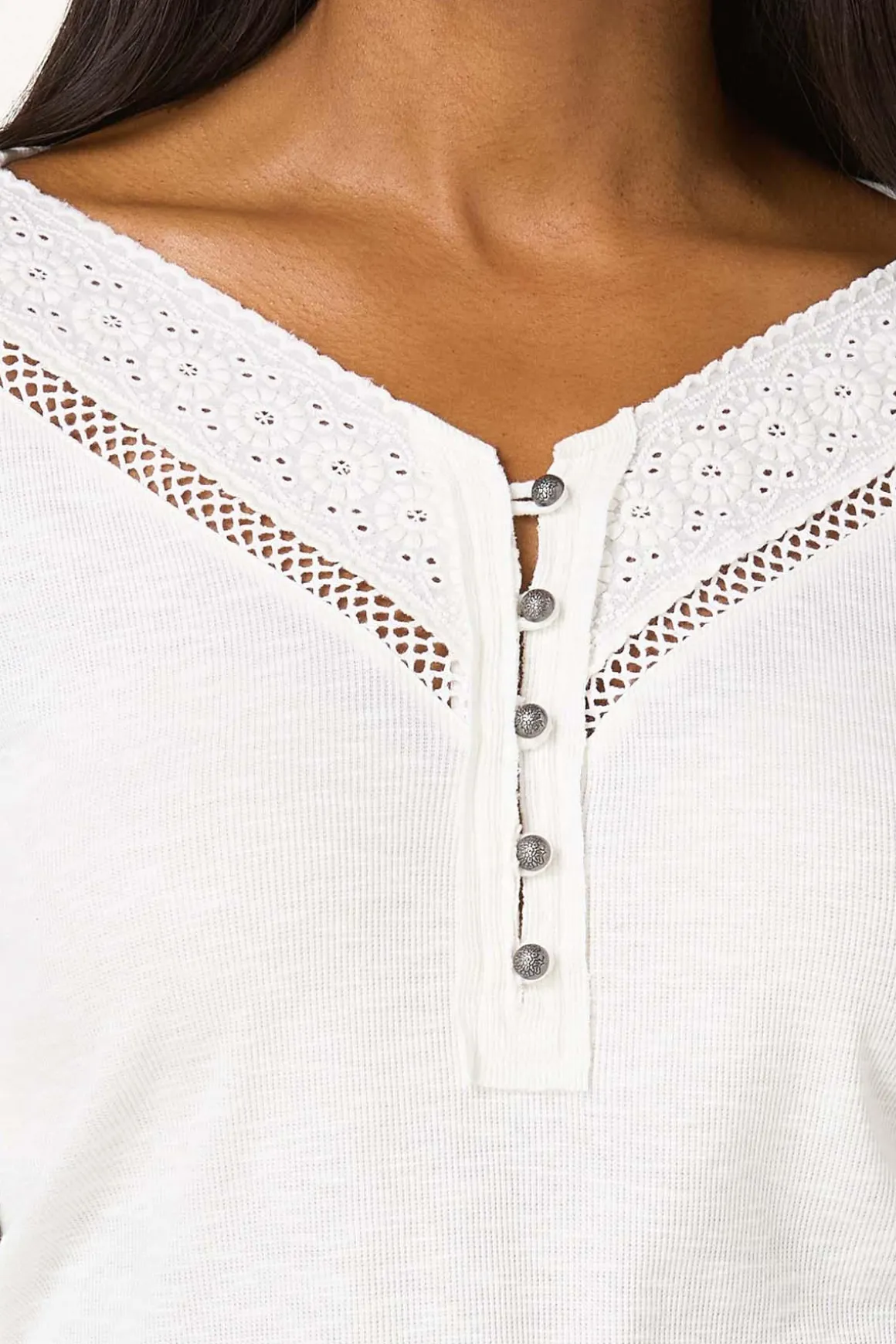Crochet V- Neck Henley