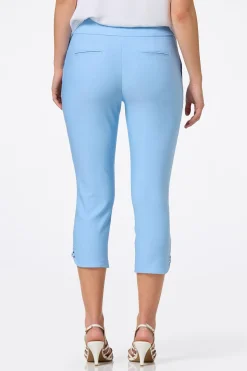 Cropped Blue Lattice Hem Pants