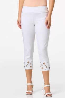 Cropped Cutout Rivet Pants