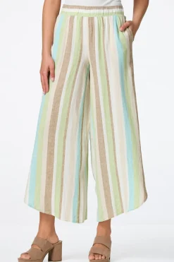 Cropped Garden Stripe Linen Pants