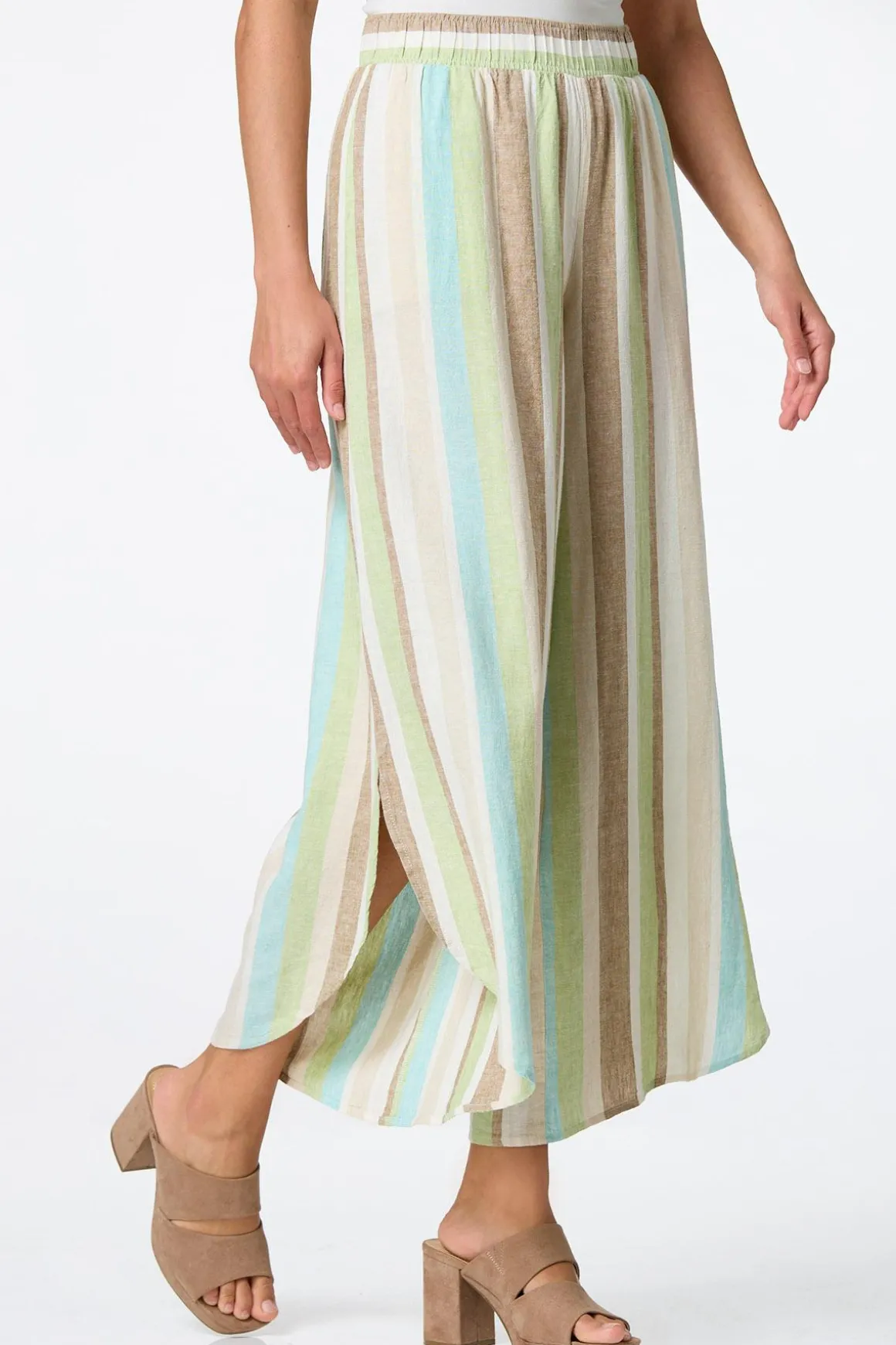 Cropped Garden Stripe Linen Pants