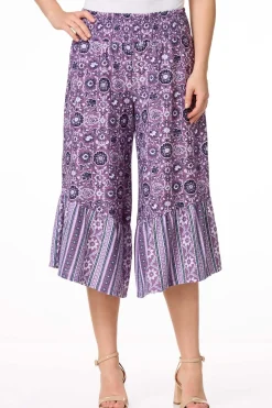 Cropped Grape Floral Pants