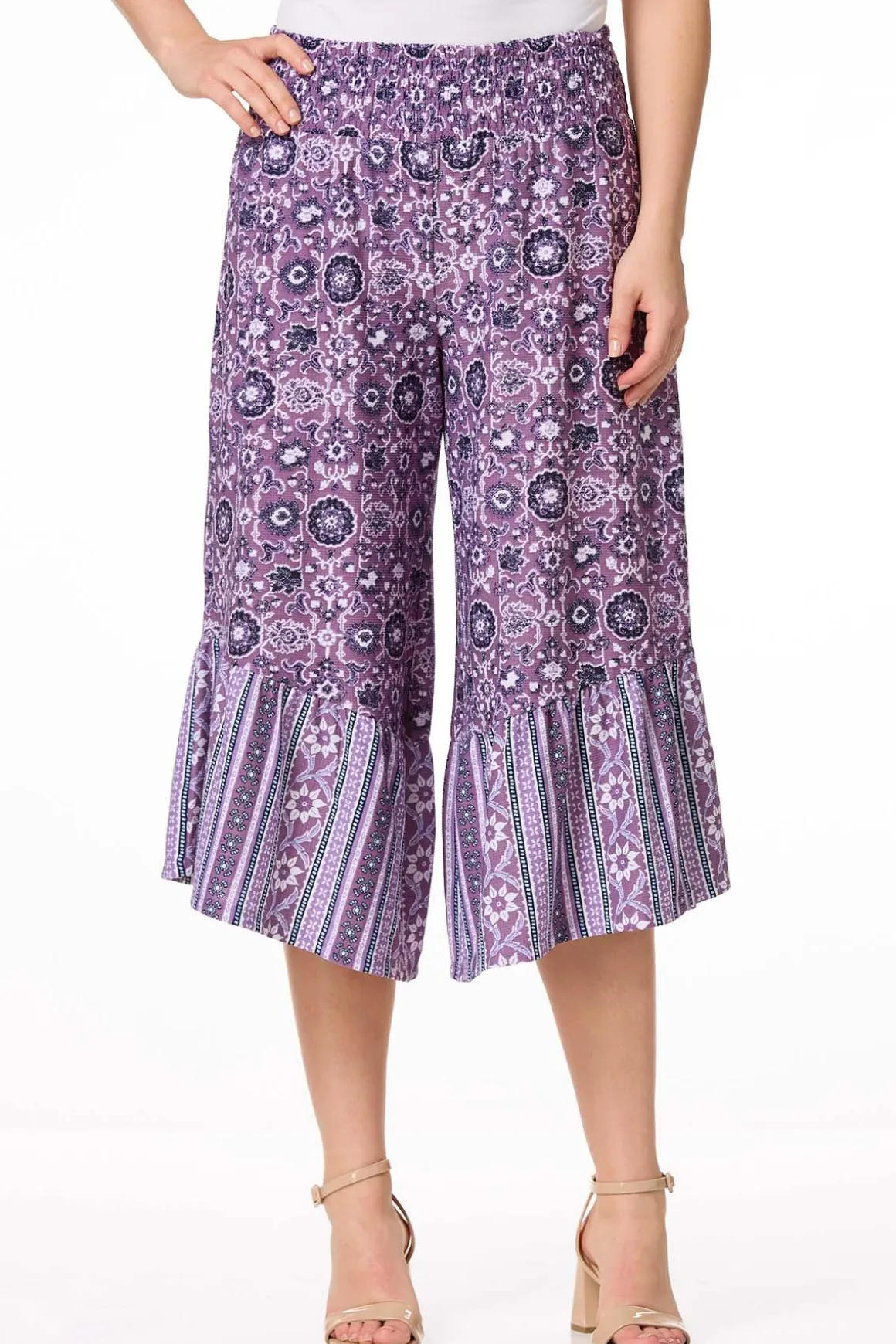 Cropped Grape Floral Pants