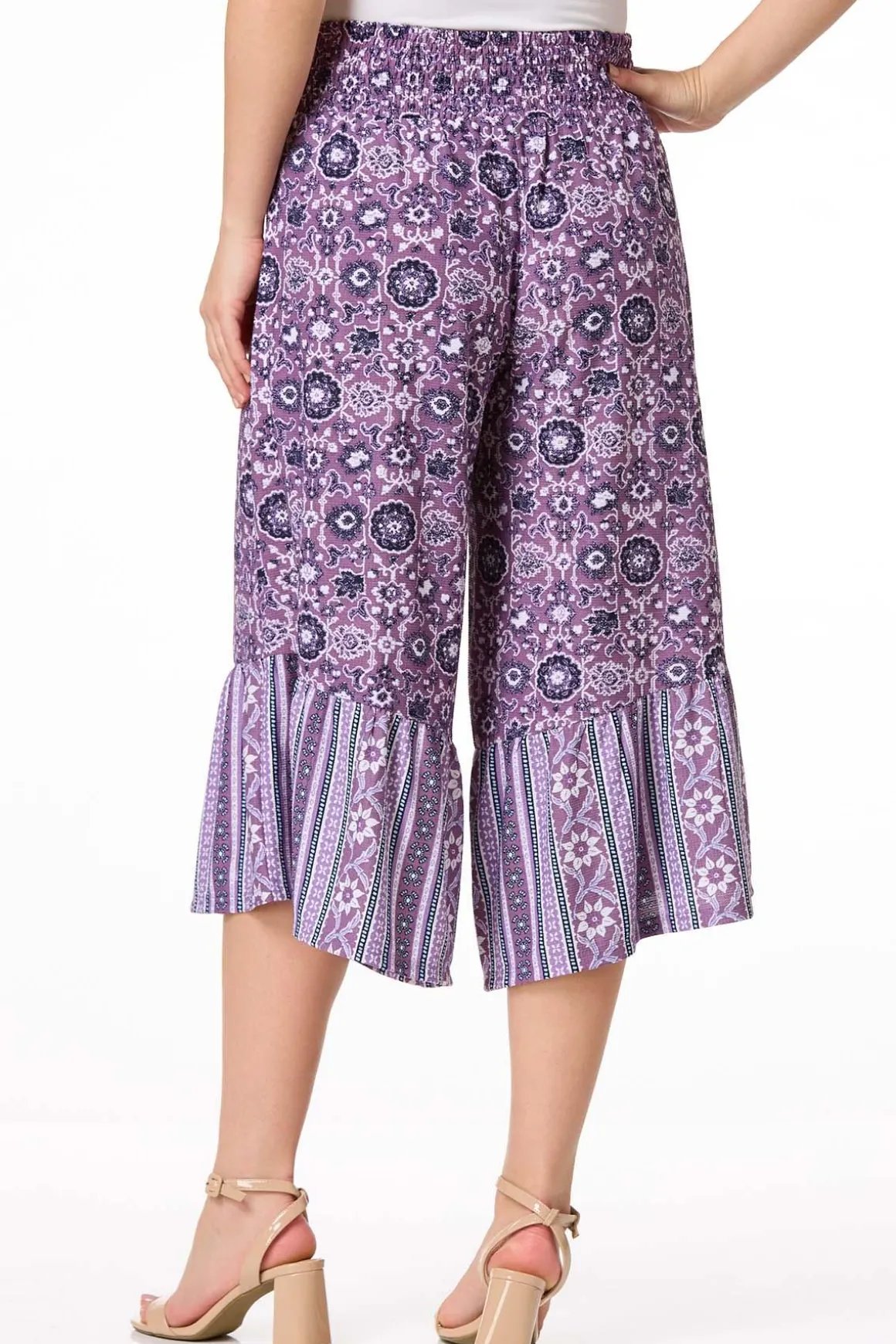 Cropped Grape Floral Pants
