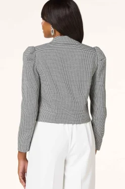 Cropped Houndstooth Blazer