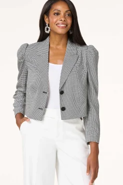 Cropped Houndstooth Blazer