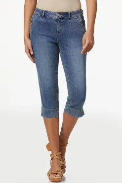 Cropped Lace Up Pocket Jeans